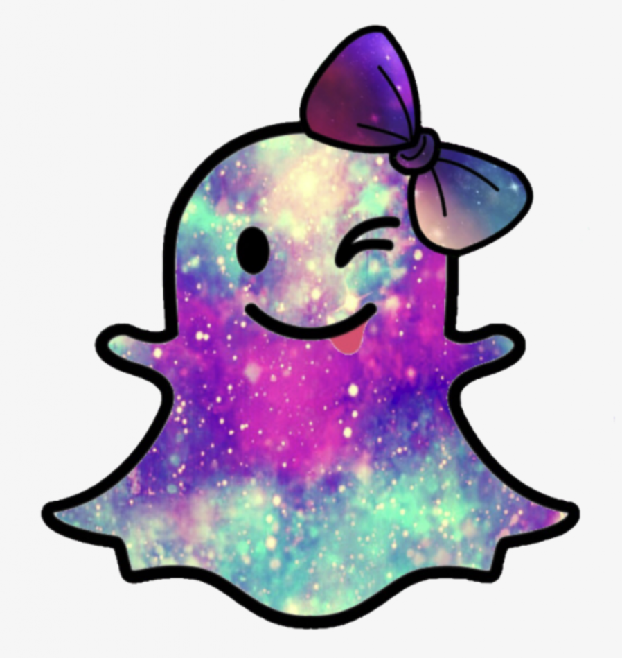 Cute Snapchat logo (hair ribbon, space, futuristic, fun) Winking face cute Snapchat logo, space style, with hair ribbon, tongue out.