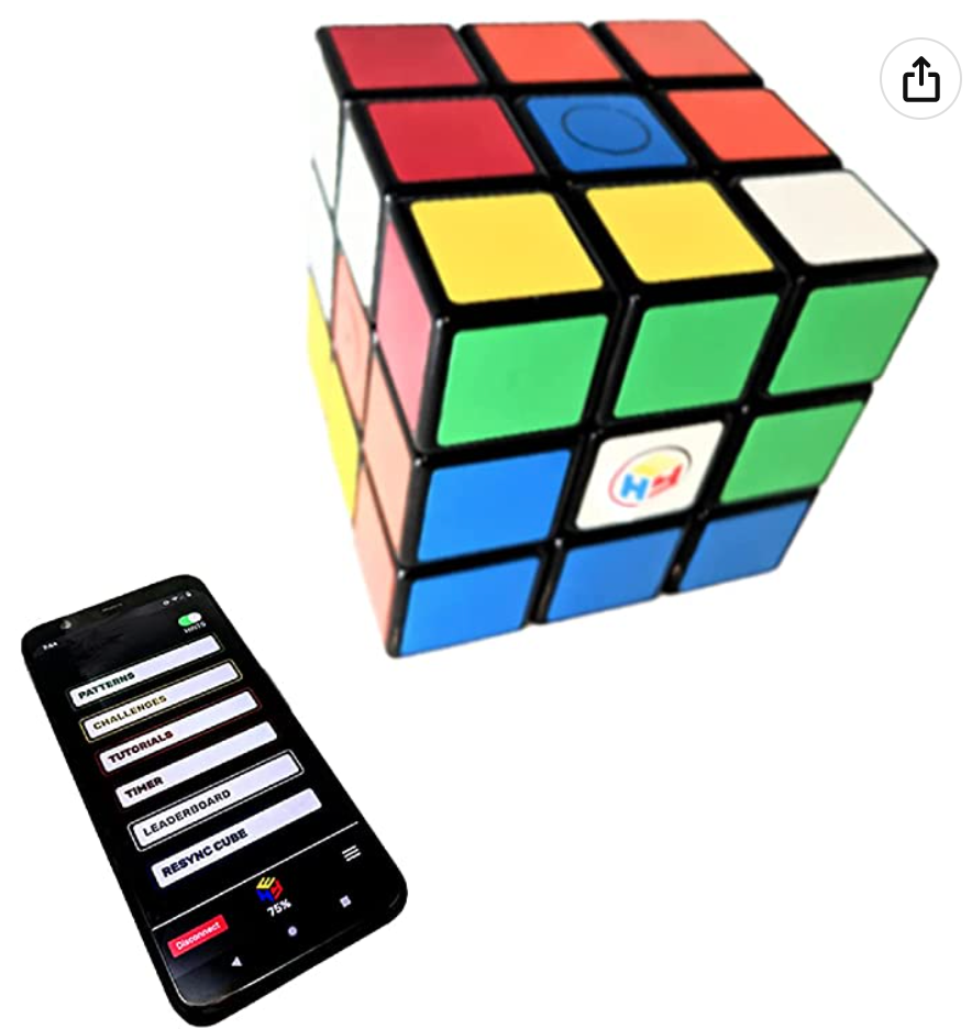 HEYKUBE The All-in-One Electronic Smart Cube. Powerful Solver is Built into The Cube. The Tech is in The Toy, No Other Devices or Screens Needed to Play. STEM Puzzle for All Ages and Abilities