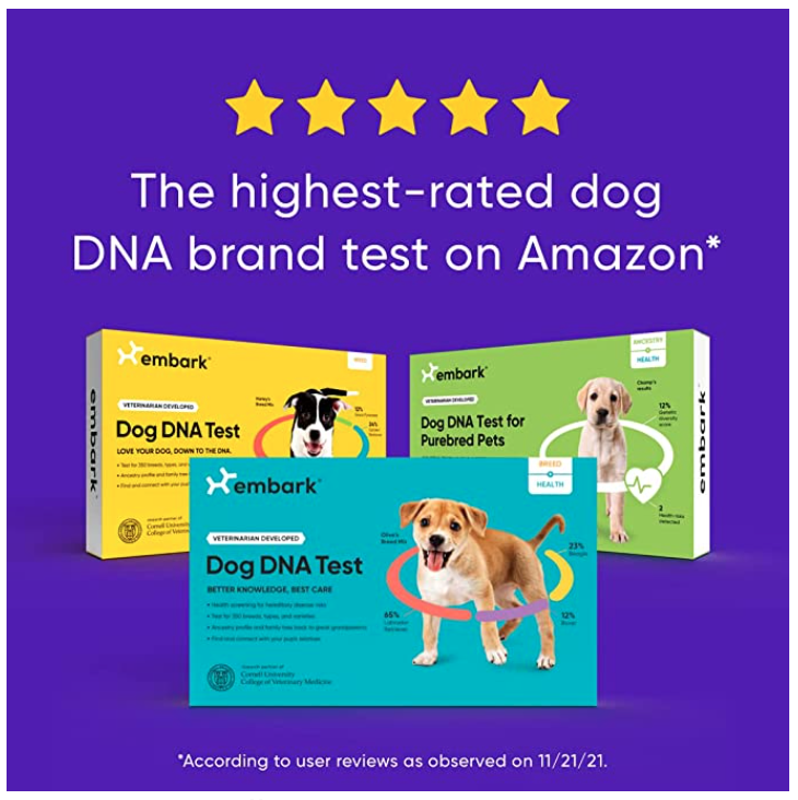 Embark Breed & Health Kit | The Only Research-Grade Dog DNA Test | Breed & Genetic Ancestry Discovery | Trait & Health Detection | at-Home Cheek Swab